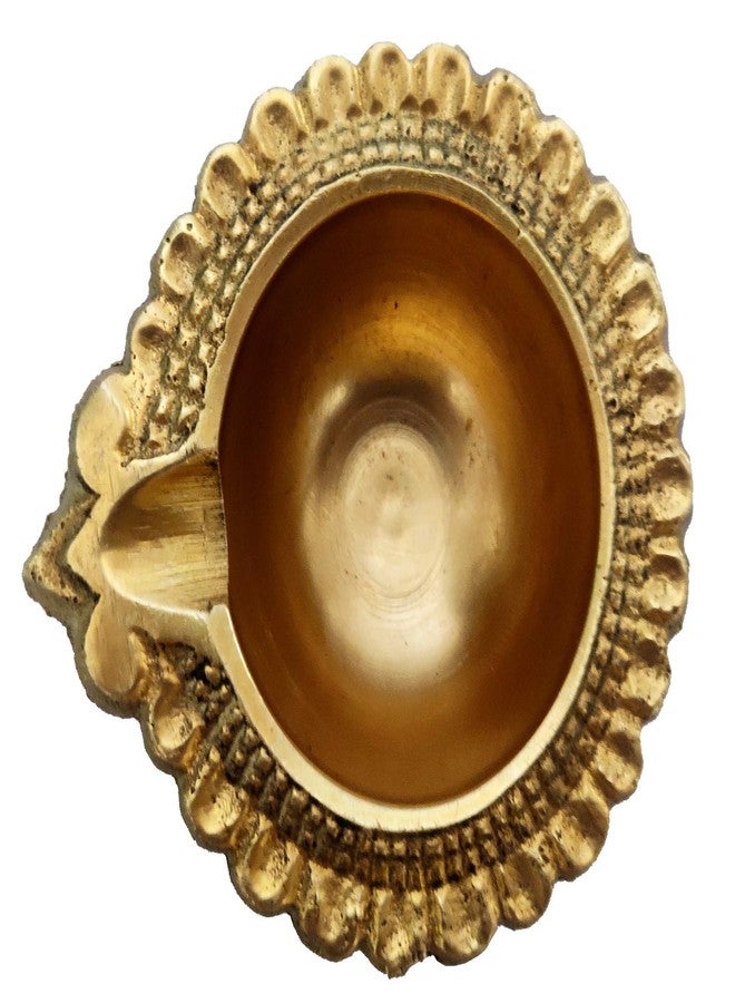 Purpledip Brass Diya Oil Lamp Holder: Flower Shape Aarti Deepak (12247) - Image 1